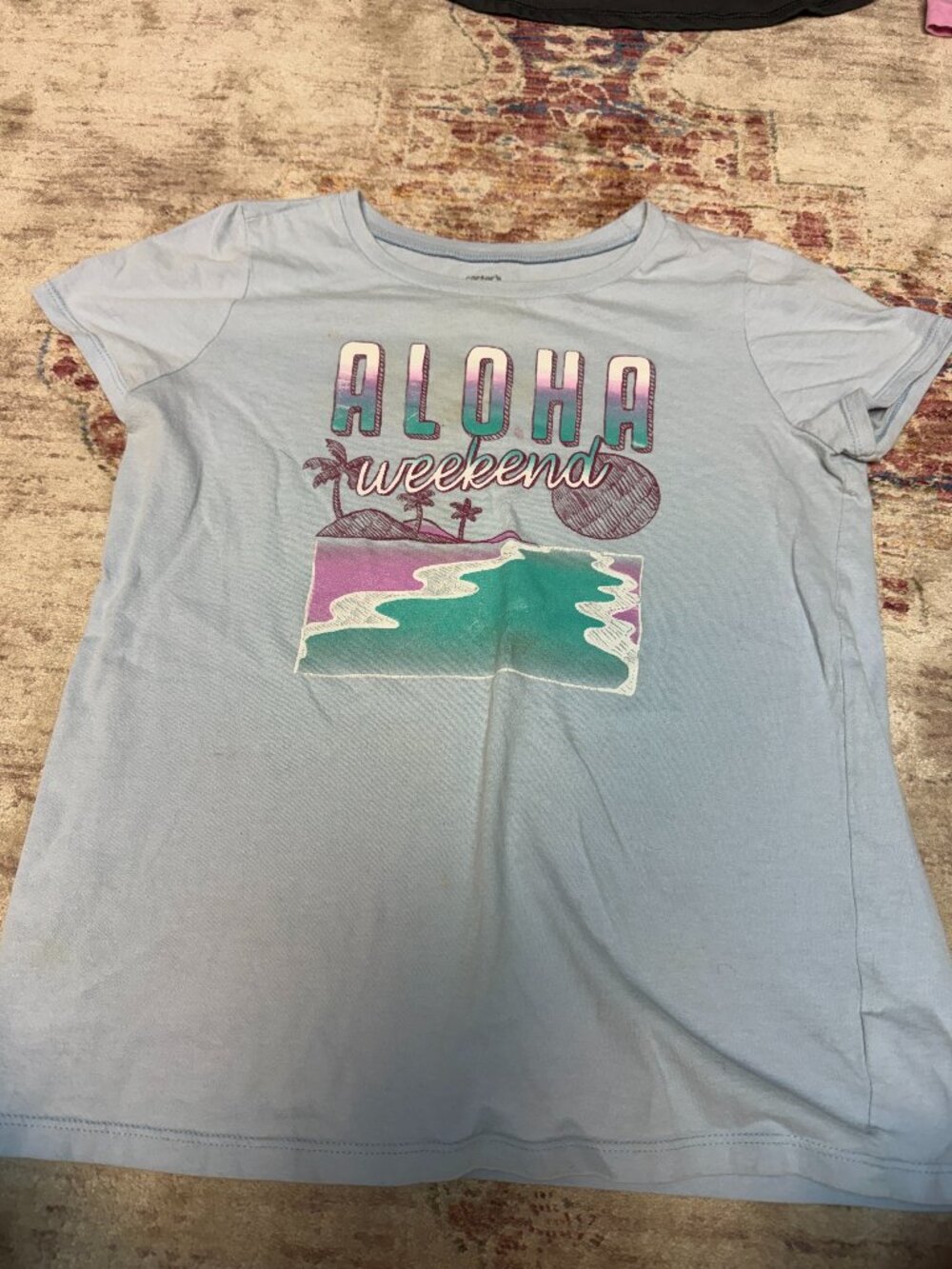 Carter's Kids Girls Light Blue T- Shirt Size 12/12A In Good Shape